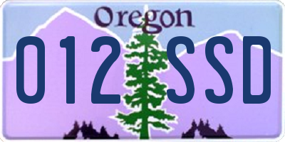OR license plate 012SSD