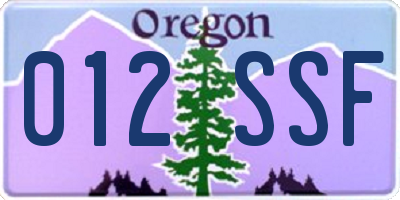 OR license plate 012SSF