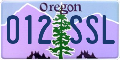 OR license plate 012SSL