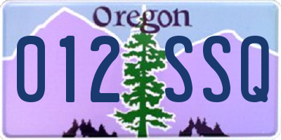 OR license plate 012SSQ