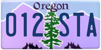 OR license plate 012STA