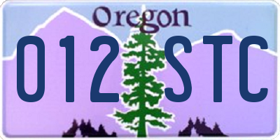 OR license plate 012STC