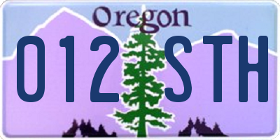 OR license plate 012STH