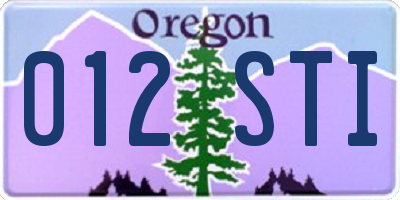 OR license plate 012STI