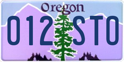 OR license plate 012STO