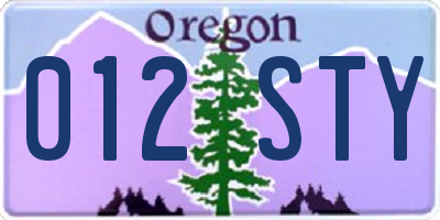OR license plate 012STY