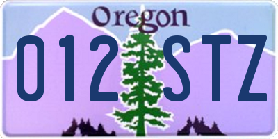 OR license plate 012STZ