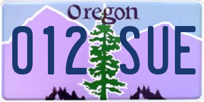 OR license plate 012SUE