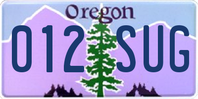 OR license plate 012SUG