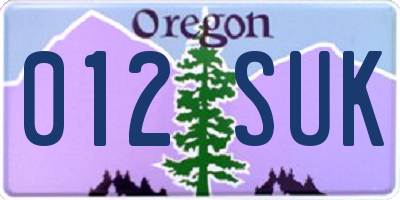 OR license plate 012SUK