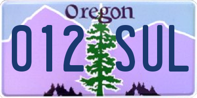 OR license plate 012SUL