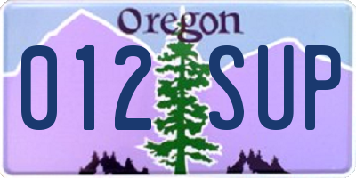 OR license plate 012SUP