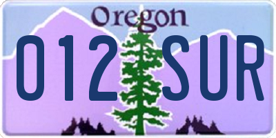 OR license plate 012SUR