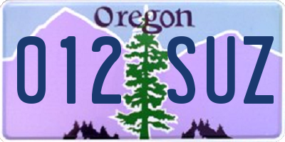 OR license plate 012SUZ