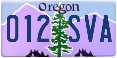 OR license plate 012SVA