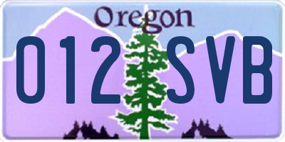 OR license plate 012SVB