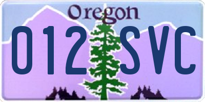 OR license plate 012SVC