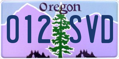 OR license plate 012SVD