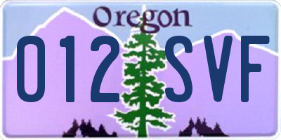 OR license plate 012SVF