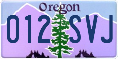 OR license plate 012SVJ
