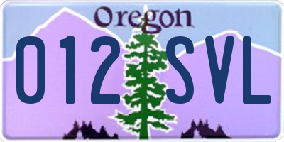 OR license plate 012SVL