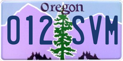 OR license plate 012SVM