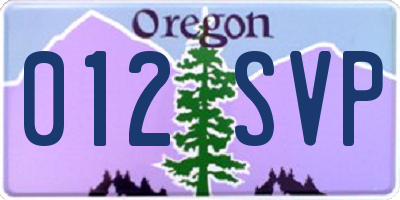 OR license plate 012SVP