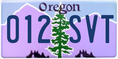 OR license plate 012SVT