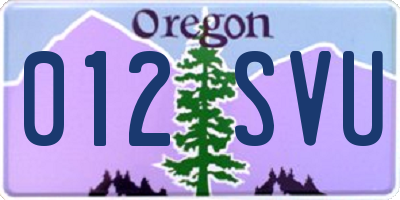 OR license plate 012SVU