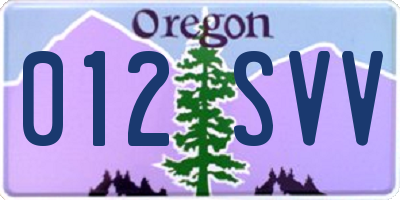OR license plate 012SVV