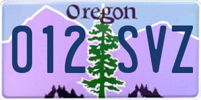 OR license plate 012SVZ