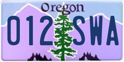 OR license plate 012SWA