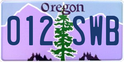 OR license plate 012SWB