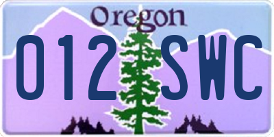 OR license plate 012SWC