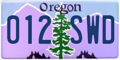 OR license plate 012SWD