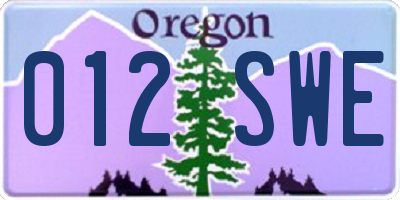 OR license plate 012SWE