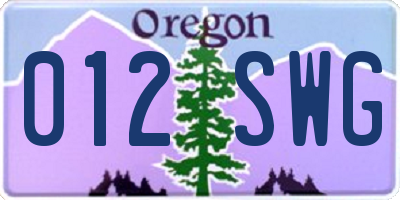 OR license plate 012SWG