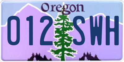OR license plate 012SWH