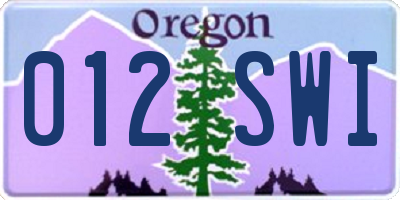 OR license plate 012SWI