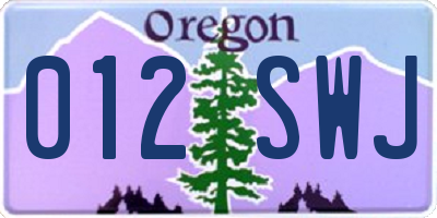 OR license plate 012SWJ
