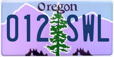 OR license plate 012SWL