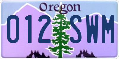 OR license plate 012SWM