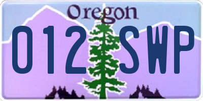 OR license plate 012SWP