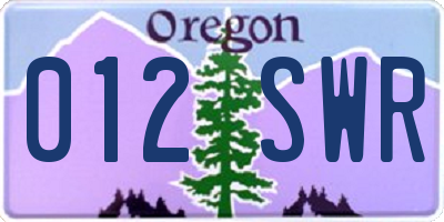 OR license plate 012SWR