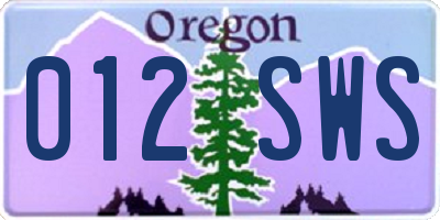 OR license plate 012SWS