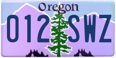 OR license plate 012SWZ