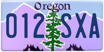 OR license plate 012SXA