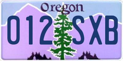 OR license plate 012SXB