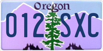 OR license plate 012SXC