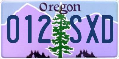OR license plate 012SXD